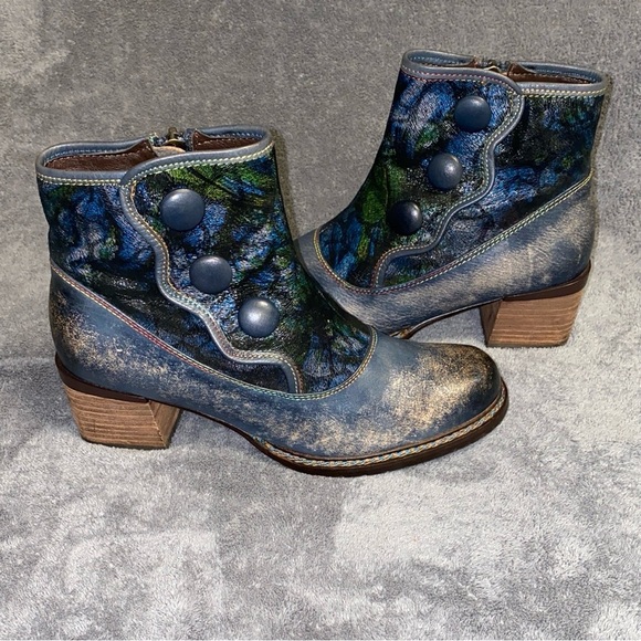 L`Artiste by Spring Step Size 38 Green Blue Women's Leather Booties GABORY - Picture 9 of 16